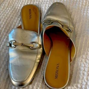 Silver mules/loafers